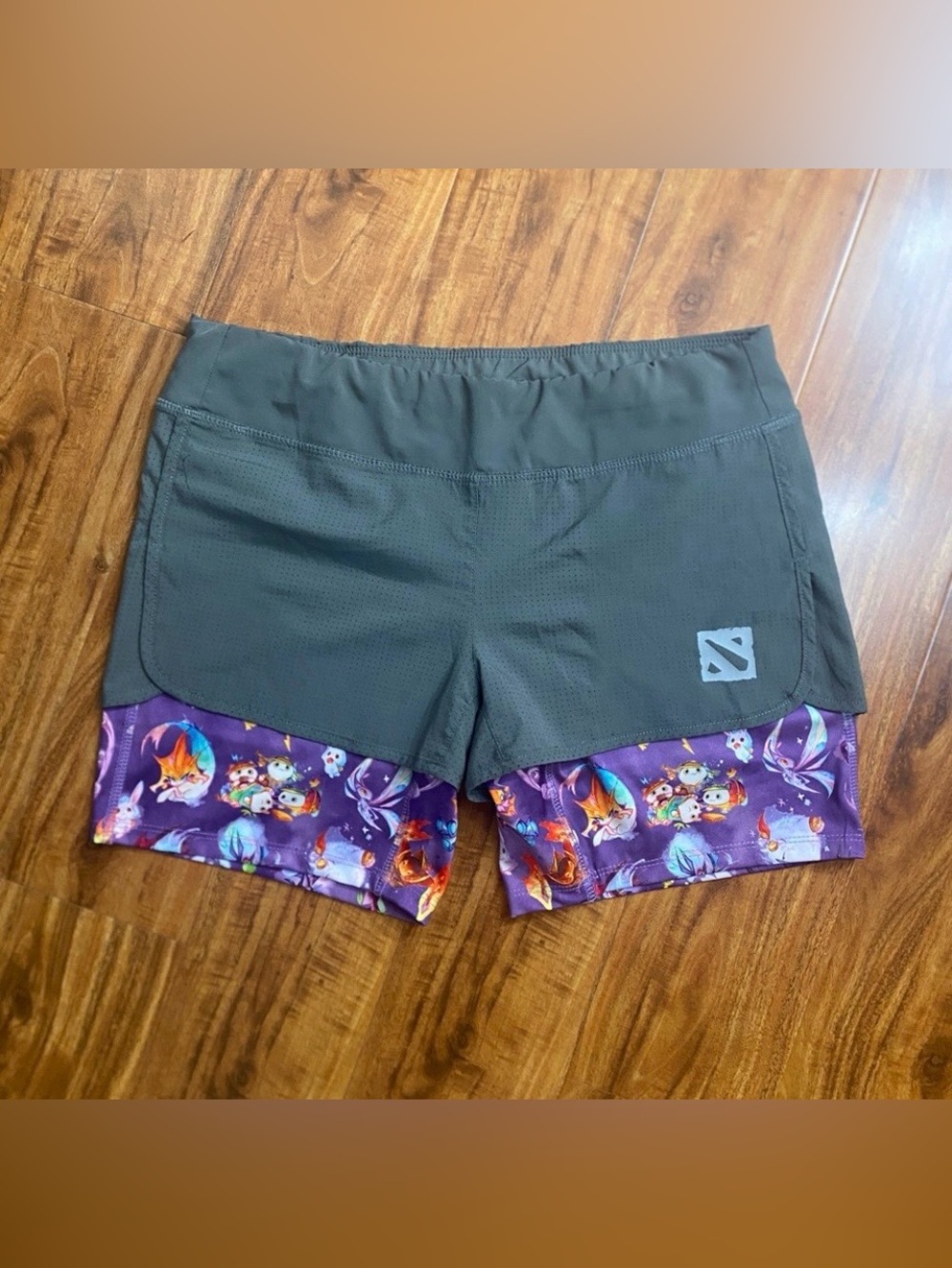 3/$25 Valve Dota 2 Women's Activewear Gray Perforated Anime Gaming Shorts Size L
